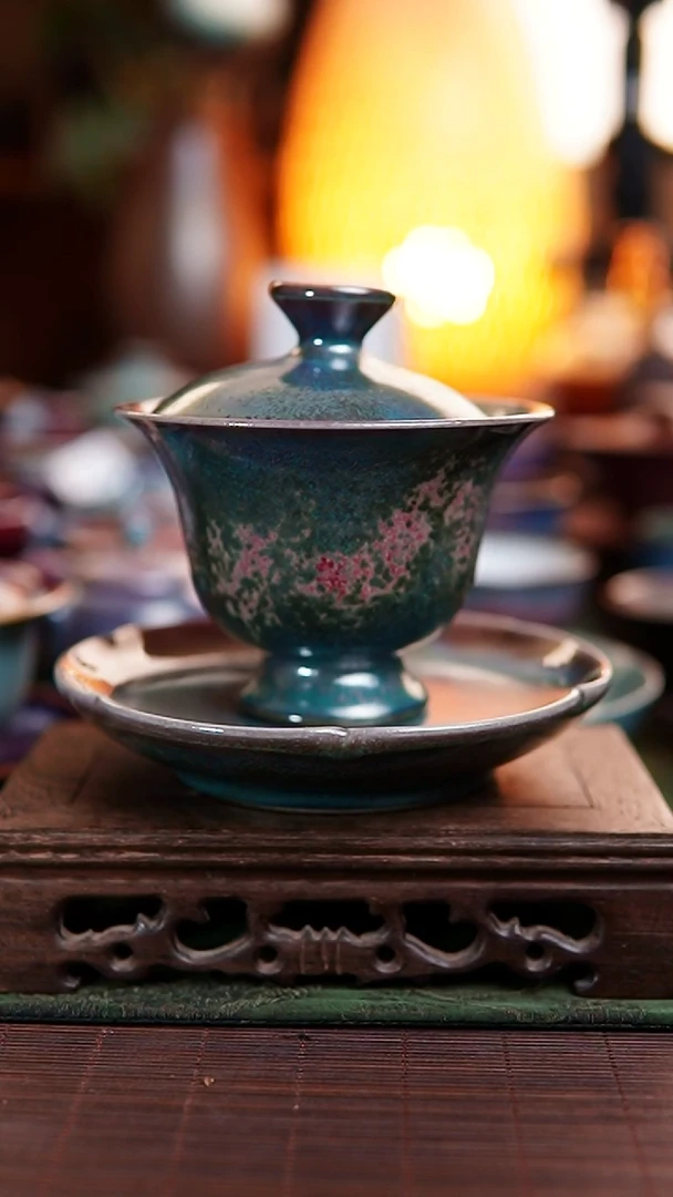 759 炉钧釉 三才盖碗 带证书