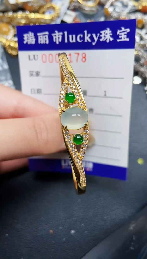 翡翠银S925镶嵌颈饰0178