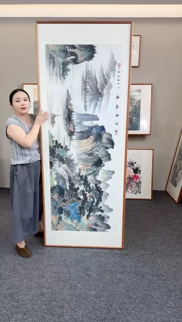国画松溪青韵图210*80手绘作品
