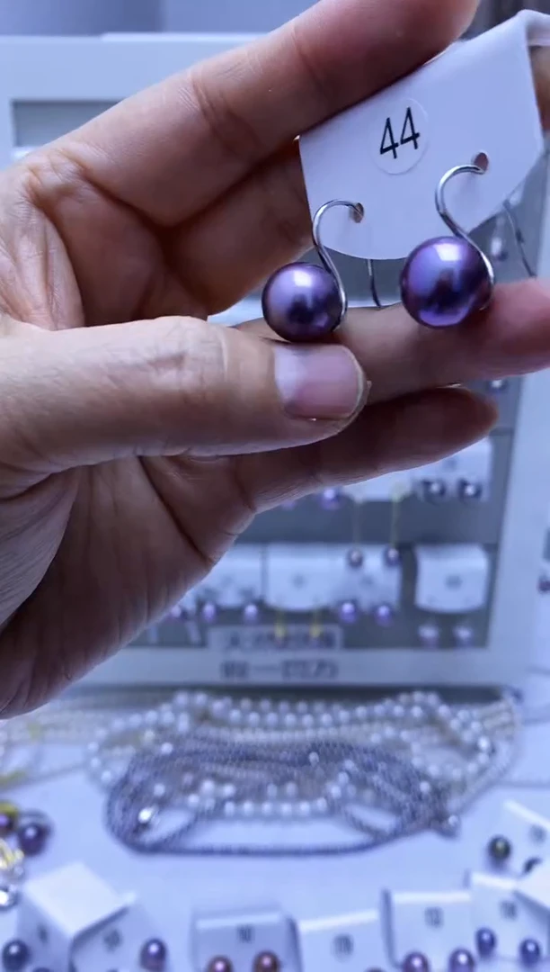 银S925镶嵌耳饰淡水珍珠44