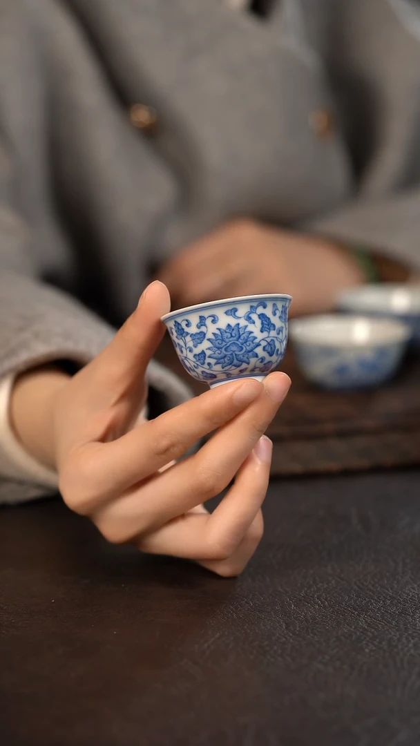 【闪购商品】杯聚澜堂点工缠枝莲一口杯