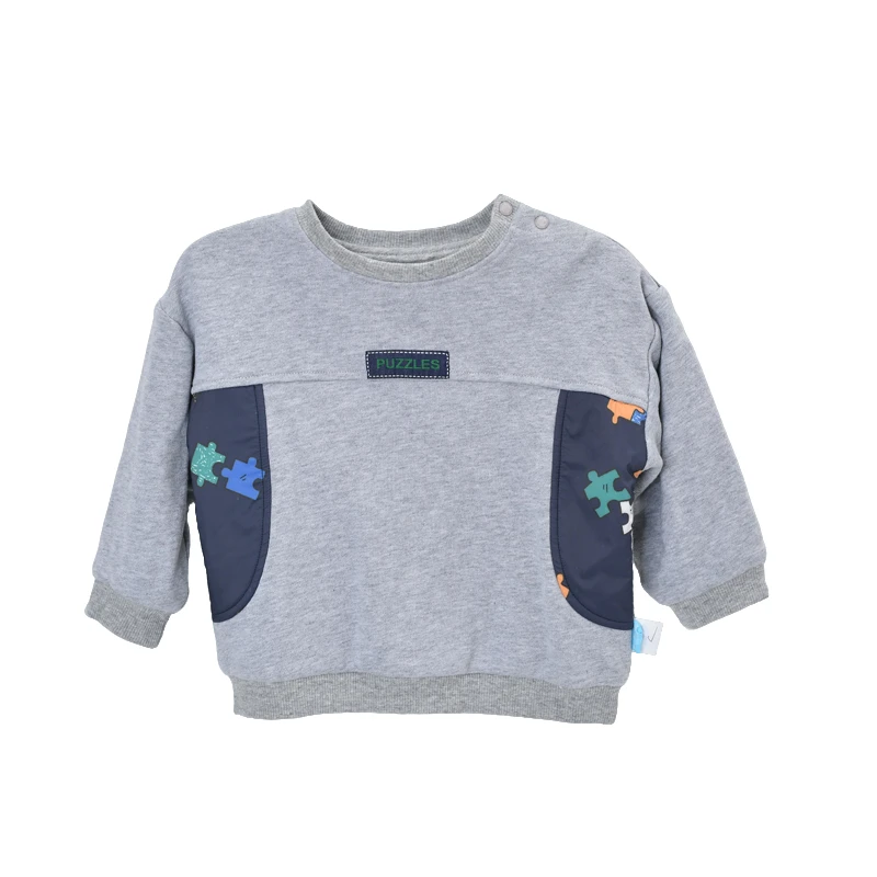 【2件26】童装春秋款拼图时尚针织棉双层卫衣8041108