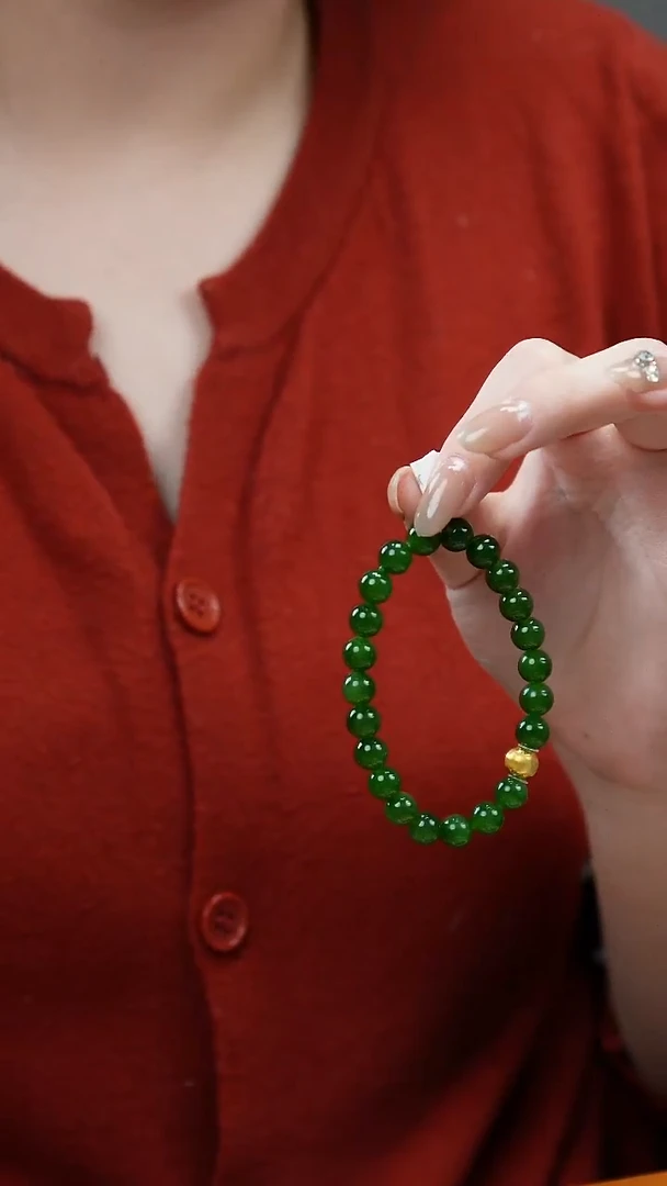 足金镶嵌手链和田玉1