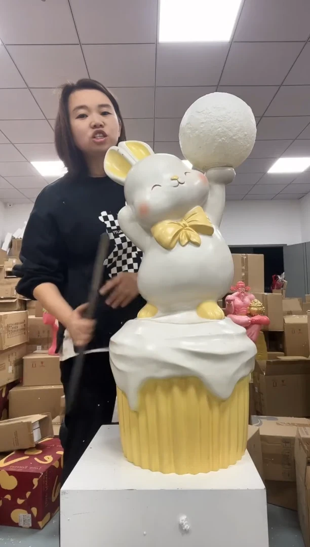 树脂欢乐兔落地灯-小号黄色