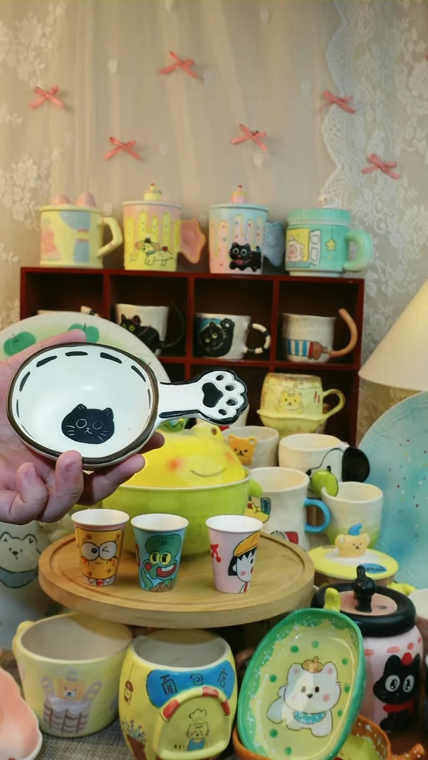 瓷醉*星丫头的小猫蘸料碟