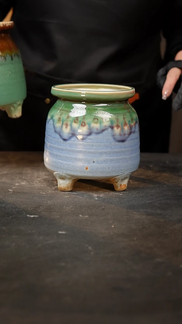 【闪购商品】瓷片泥泥手工花盆口10高15