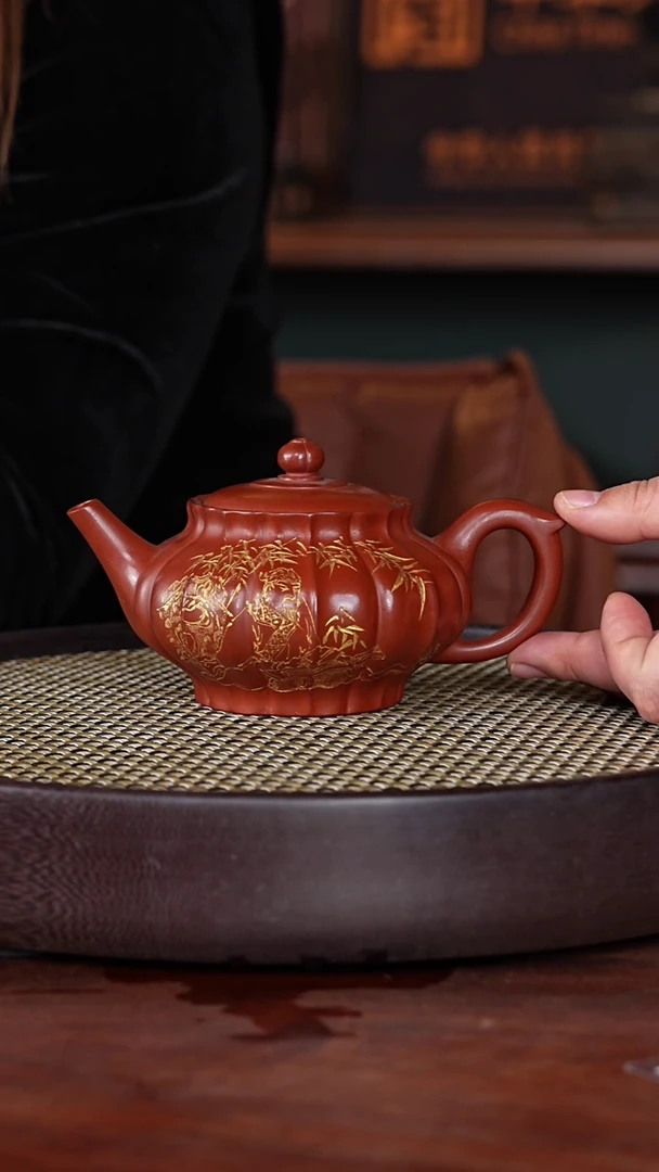 【闪购商品】紫砂茶壶叶琴14-38 红泥筋纹器260c