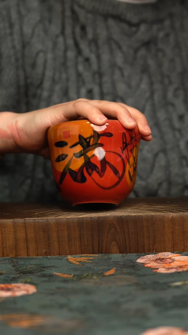 杯釉下彩手工手绘同款陶器