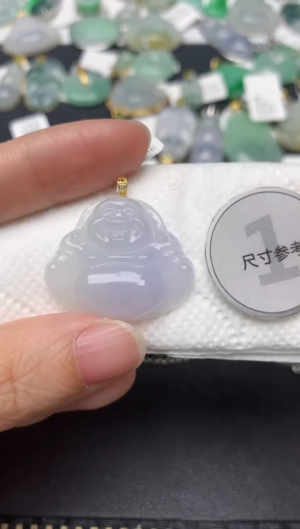 颈饰18K金镶嵌翡翠天然缅甸A货翡翠