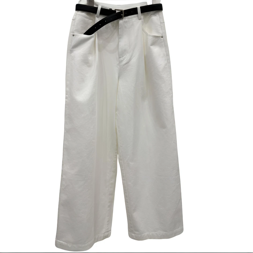 【春款韩系休闲裤】JINJIN·春款韩系时尚百搭休闲腰带白色裤2013