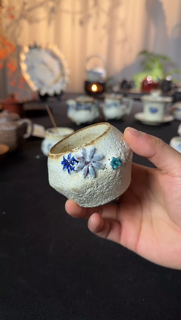 杯子陶粉引柴烧小雏菊 主人杯