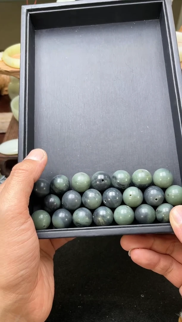 【闪购商品】和田玉单珠未镶嵌卡18若羌毛毛矿青花单珠多样性发一