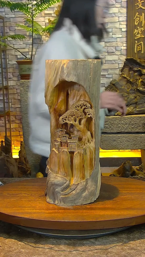 木香樟木山水摆件