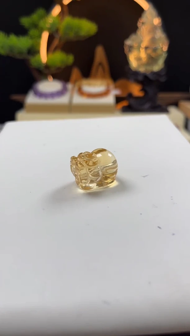 未镶嵌手链黄晶柠****萌天然黄水晶貔貅单珠16mm