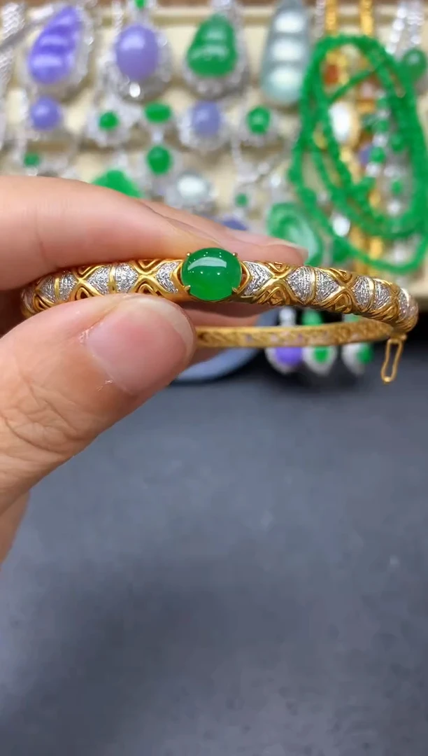 翡翠手镯18K金镶嵌712-中国好珍宝