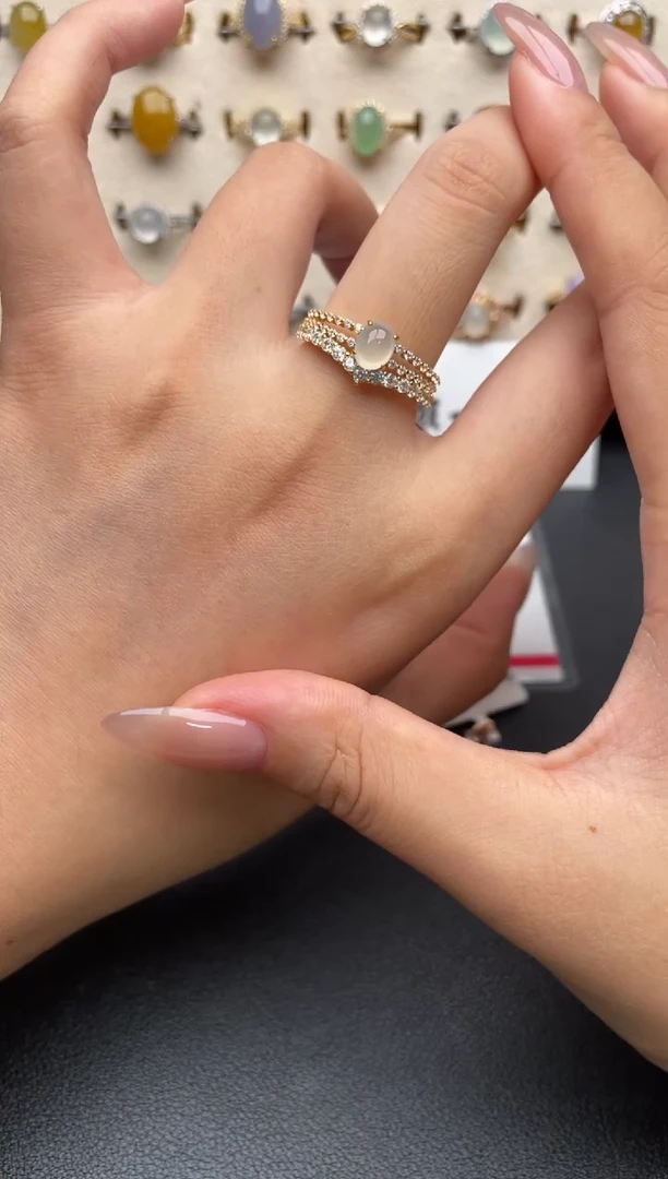 银S925镶嵌戒指翡翠一物一证一礼盒