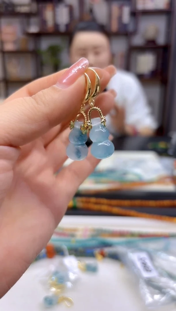 【闪购商品】翡翠耳饰14K金镶嵌耳勾E645