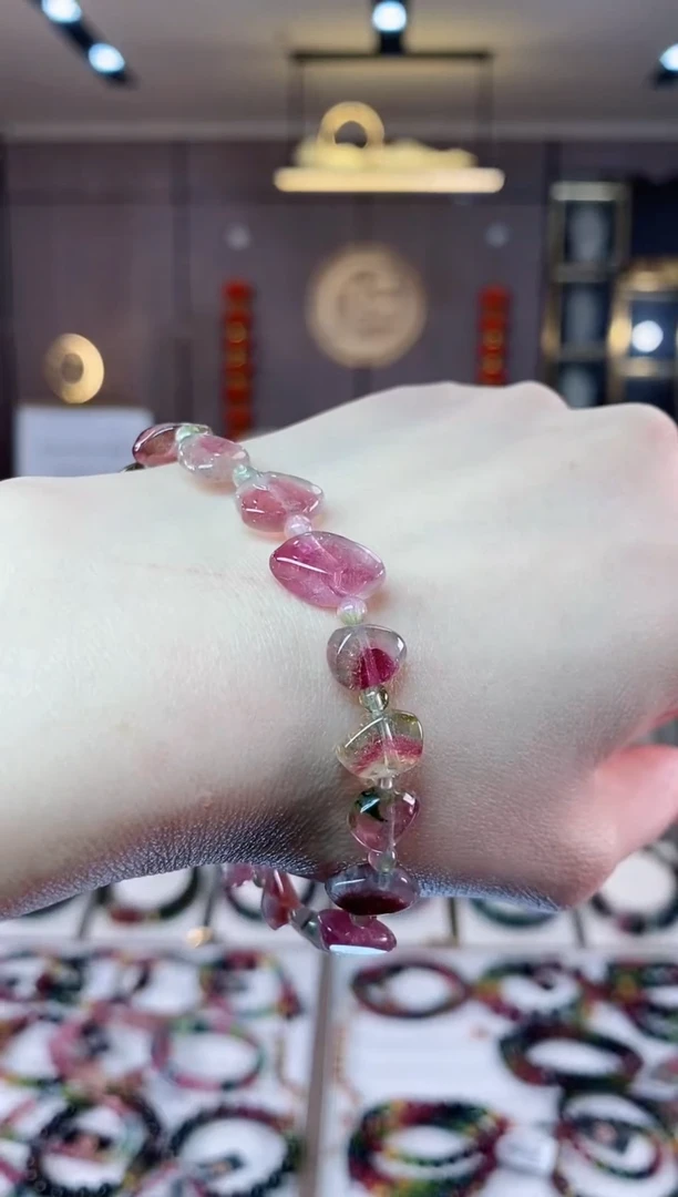 【闪购商品】碧玺西瓜原石单圈手串未镶嵌一物一证dan