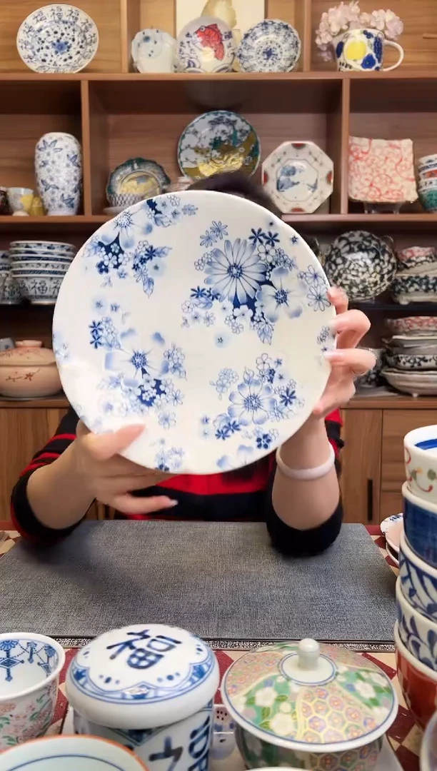 瓷片有古窑花集22cm深盘