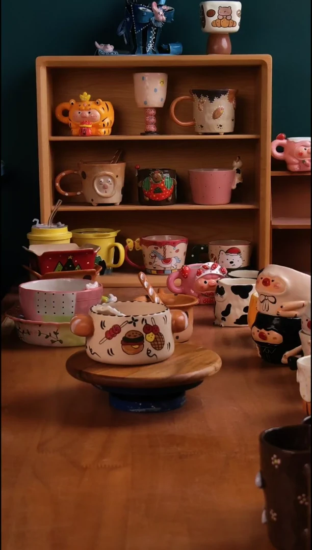 摆件陶景德镇原创手工陶瓷带勺子