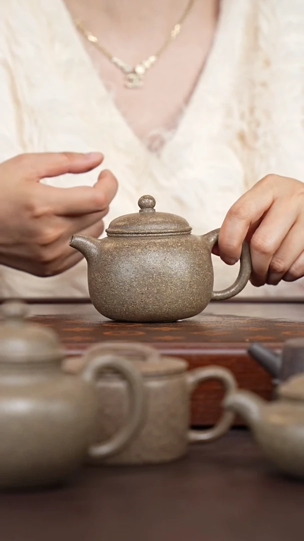 茶壶紫砂全砂青降坡匏尊-