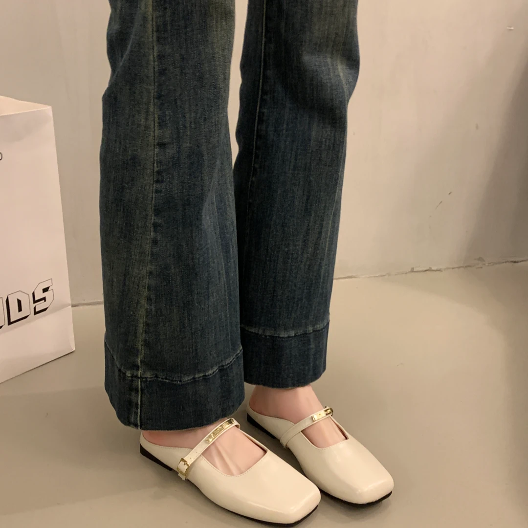 平底方头懒人拖鞋女2025夏季新款气质百搭仙女风包头拖鞋