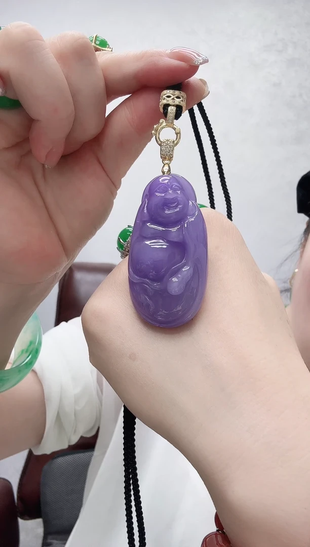 吊坠(赠链)未镶嵌翡翠紫翡站佛公