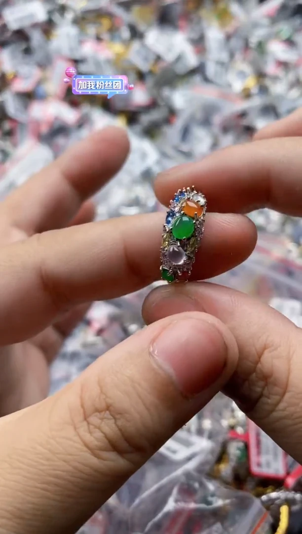 翡翠戒指银S925镶嵌3333---3+++