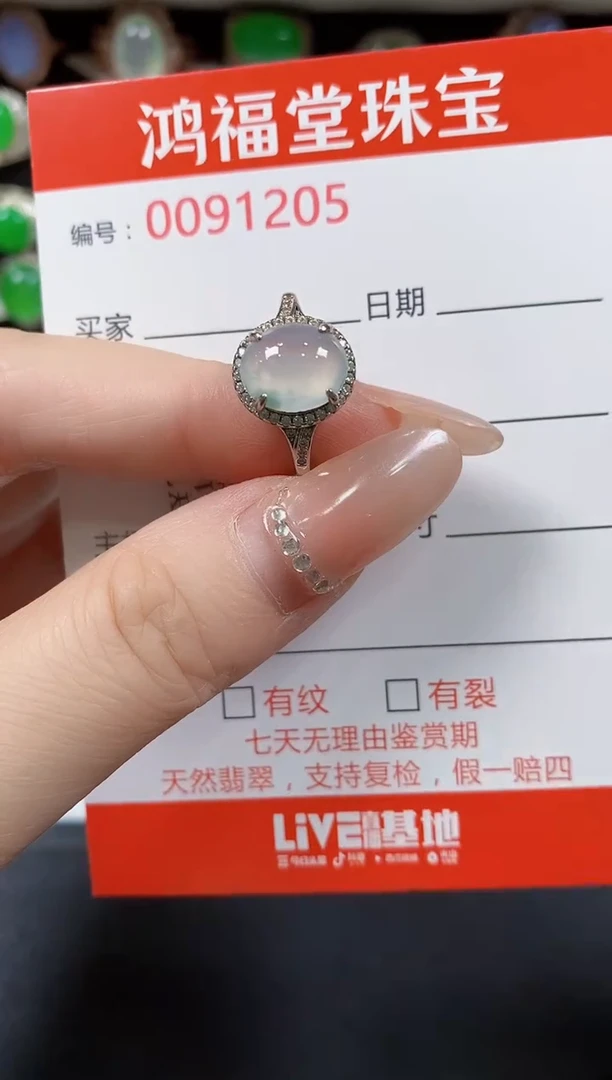 翡翠戒指银S925镶嵌1205