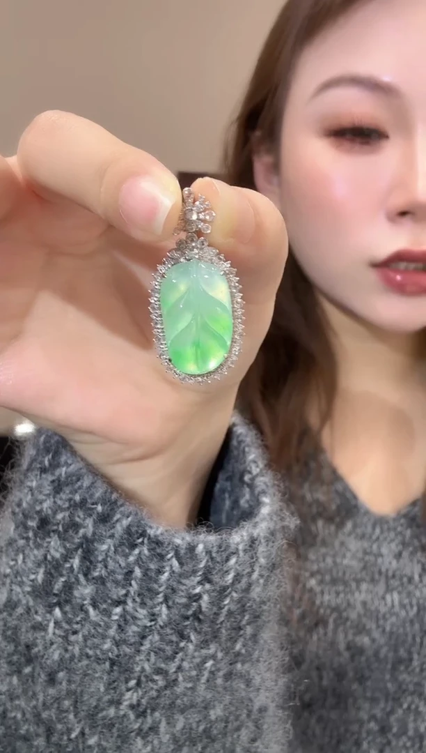 吊坠(不含链)18K金镶嵌翡翠L**?178-吊坠