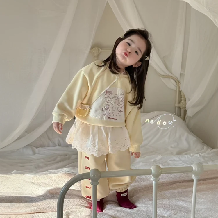 女童卫衣套装春秋款2025新款洋气儿童衣服宝宝春季运动三件套