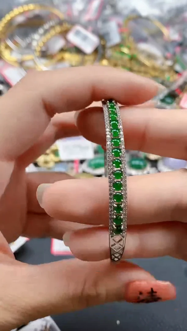 银S925镶嵌戒指翡翠天然A货缅甸翡翠