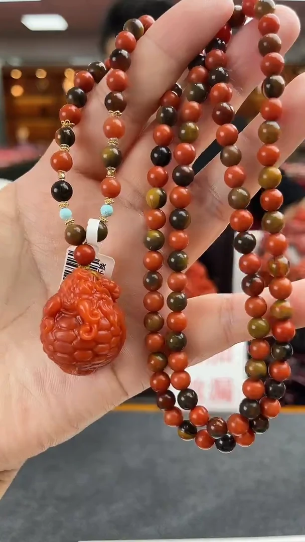 银S925镶嵌卡6南红大山包包浆龙龟套链南红玛瑙一件9