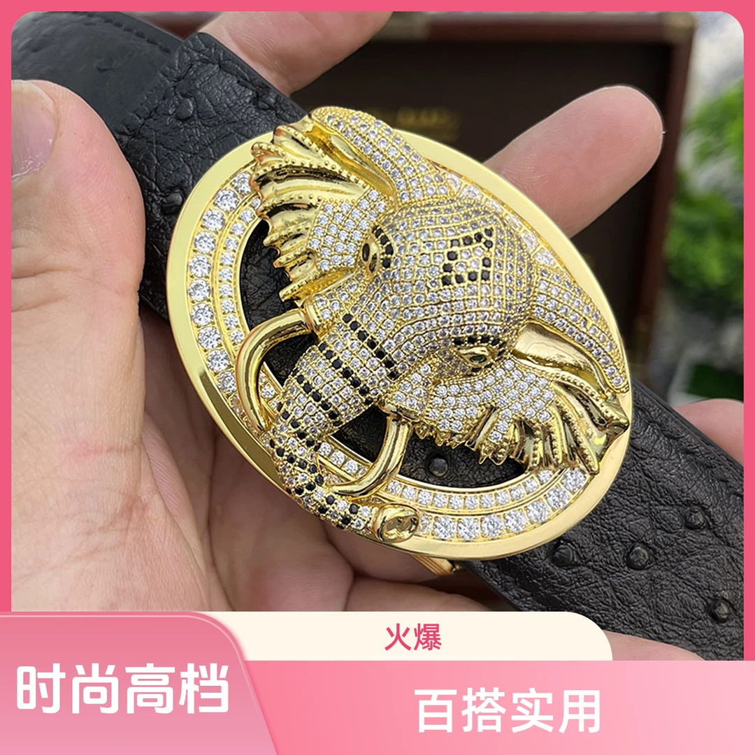 满钻新款男士打孔扣头适用于3.8cm-4.0cm皮带.时尚百搭高贵高档