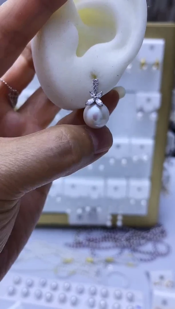 银S925镶嵌耳饰淡水珍珠119