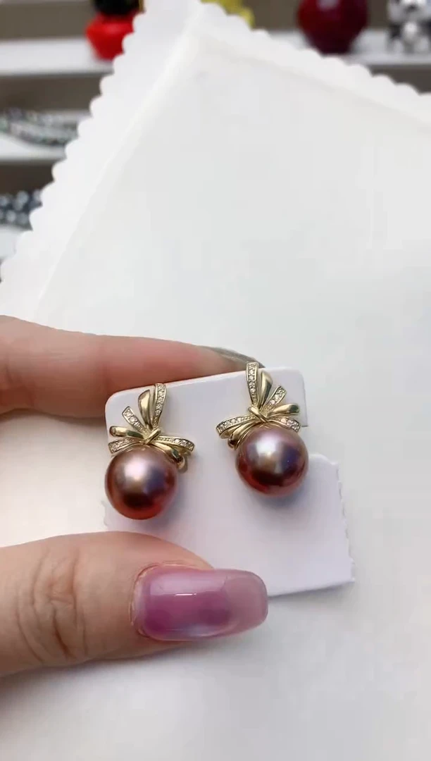 银S925镶嵌耳饰淡水珍珠A10