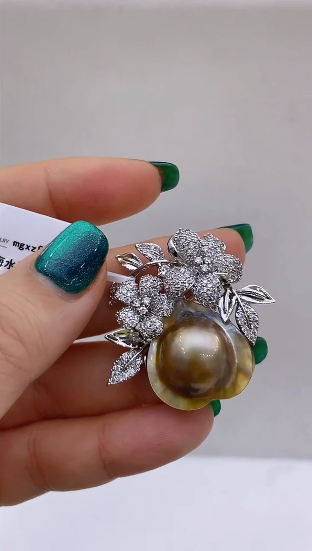 【闪购商品】拼合珍珠（马贝珠）胸针未镶嵌26