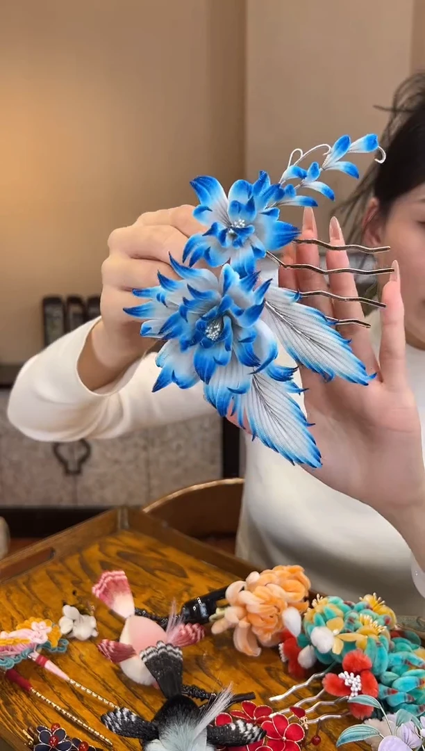 刺绣非遗绒花（发饰）