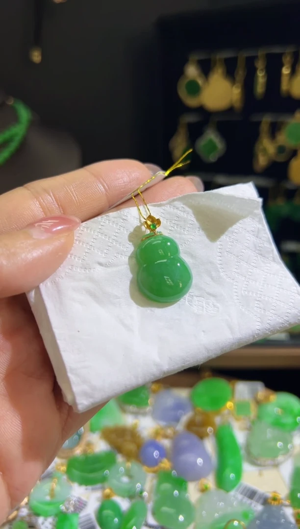 【闪购商品】翡翠颈饰18K金镶嵌Q缅料A货翡翠/支持复检/一件