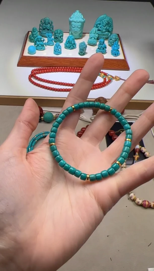 【闪购商品】绿松石手串手串18K金镶嵌手串手串