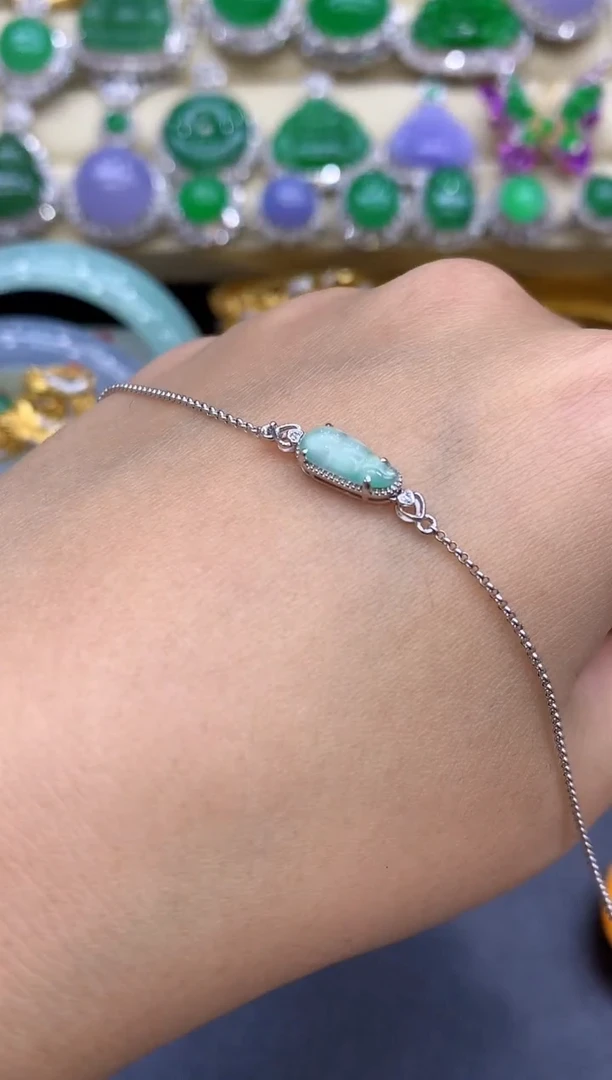 18K金镶嵌手链翡翠337-中国好珍宝