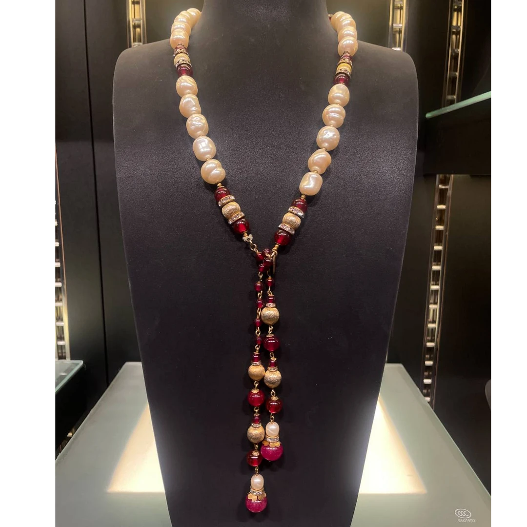 95新 玛雅中古 中古MH红琉璃珍珠项链/CJ54062