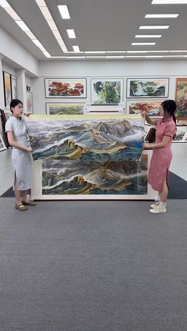 国画手绘 万里长城金品 219*88 红褐