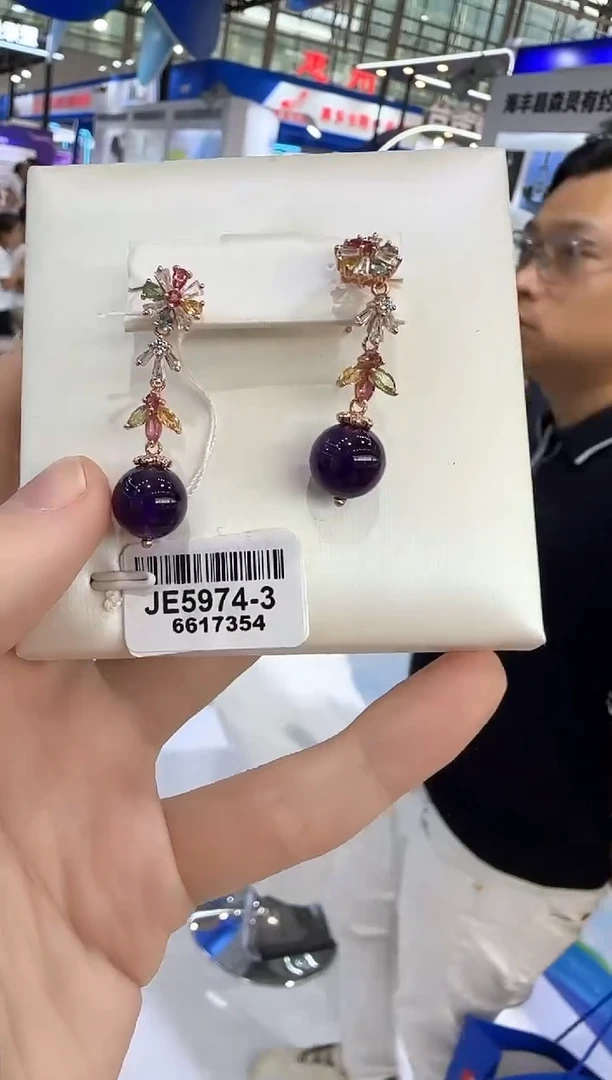 水晶耳饰银S925镶嵌9mm耳坠