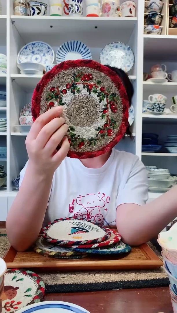 陶瓷斯里兰卡进口树叶红果杯垫