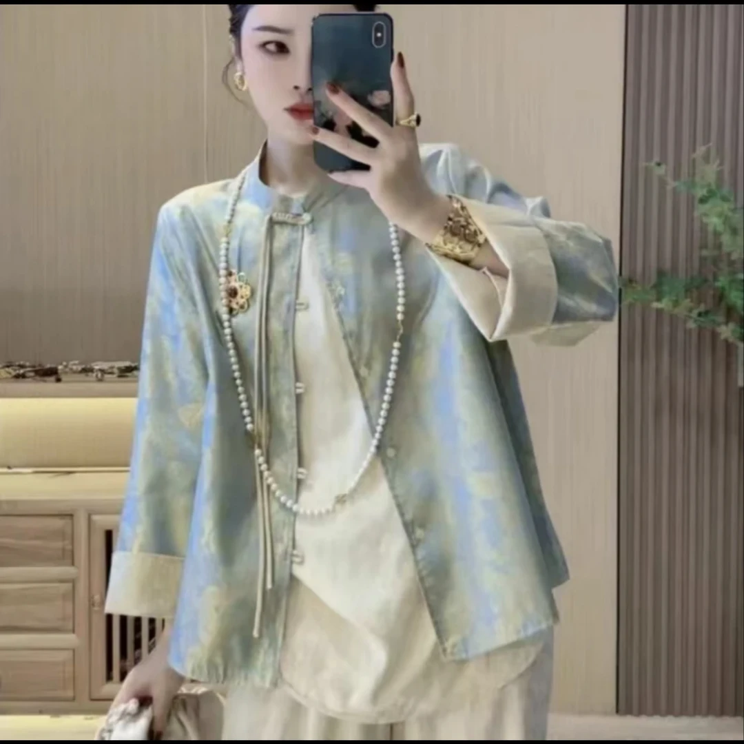 春季新款外套女气质网红时尚休闲百搭国风重工提花