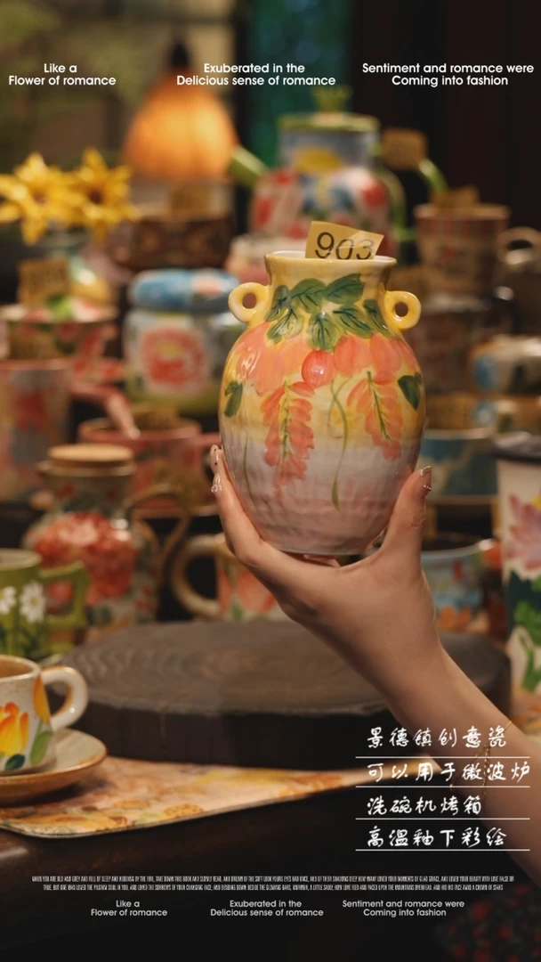 陶瓷景德镇高温釉下彩绘设计师款式