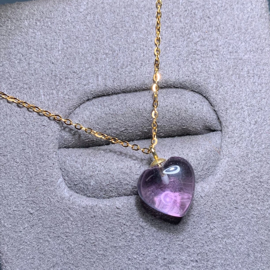 天然全净体紫水晶葫芦南瓜珠吊坠精致可爱925银无优化