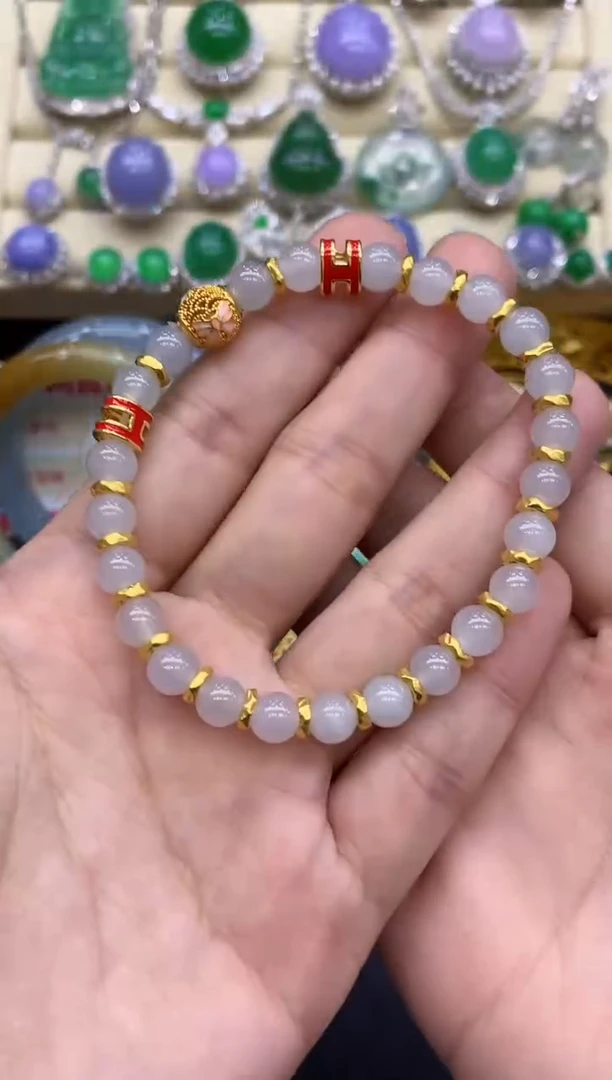 足金镶嵌手链翡翠202-中国好珍宝