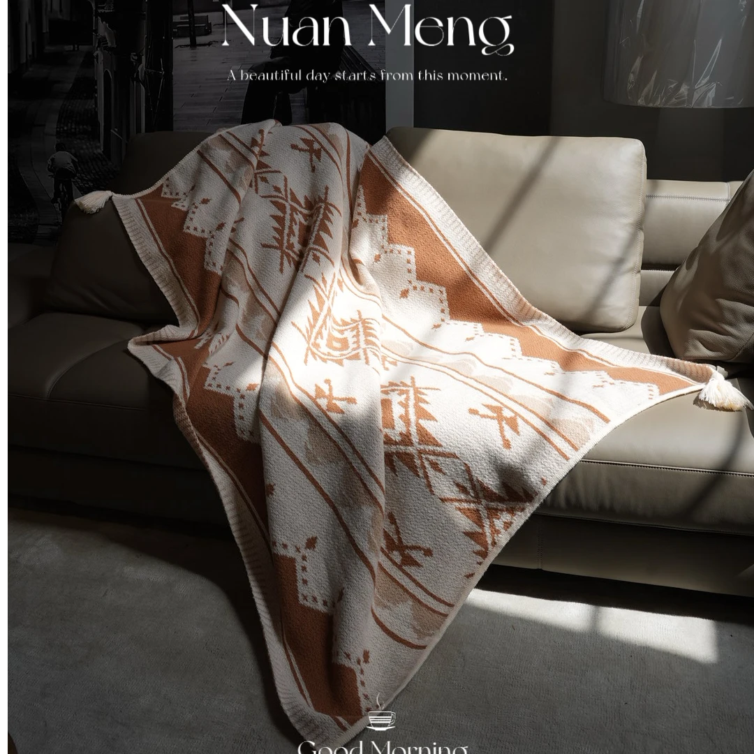 波西米亚风“阿勒泰”四季通用披肩毯沙发毯空调毯床榻民宿针织毯